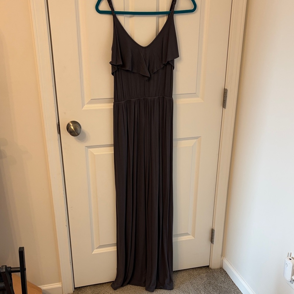 Women's Charcoal Ruffle Maxi Dress - Brand